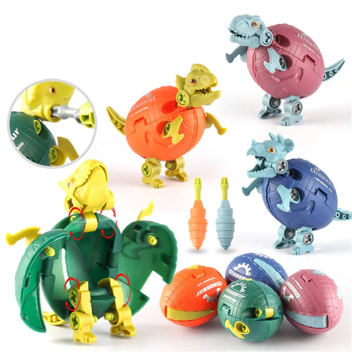 JJ878 Kids DIY Screwing Assemble Deformation Dinosaur Egg Model Toy Creative Educational Toy - Torosaurus - 5