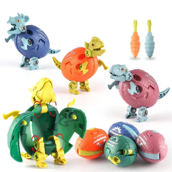 JJ878 Kids DIY Screwing Assemble Deformation Dinosaur Egg Model Toy Creative Educational Toy - Torosaurus - 6