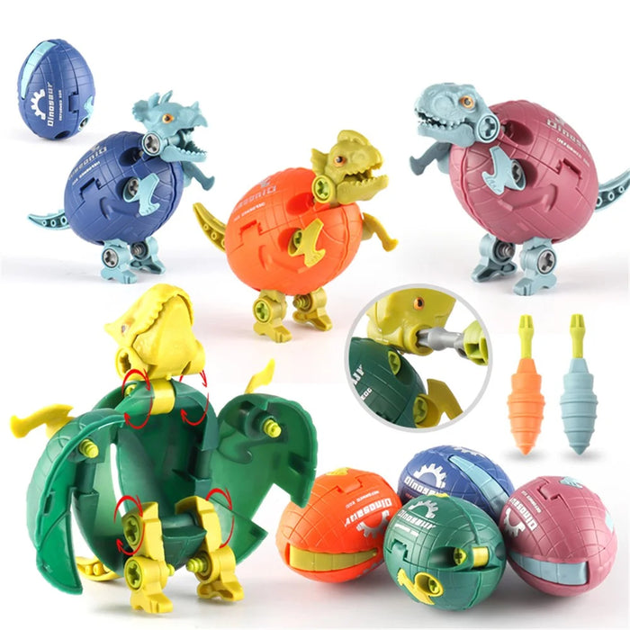 JJ878 Kids DIY Screwing Assemble Deformation Dinosaur Egg Model Toy Creative Educational Toy - Torosaurus - 7