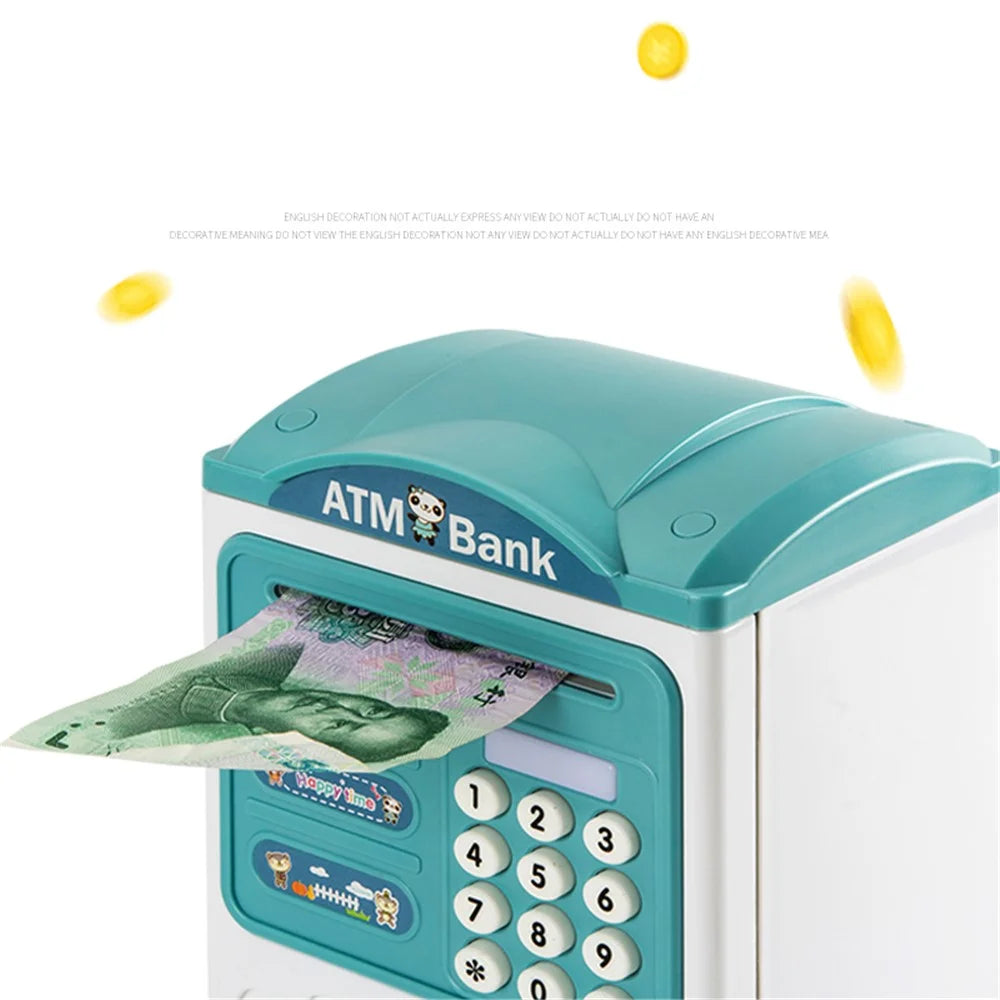 SJL6709 Cartoon Electronic Piggy Bank Coin Money Saving Box Fingerprint Digital Password Music Light ATM Bank Children Toy Gift - Green - 4
