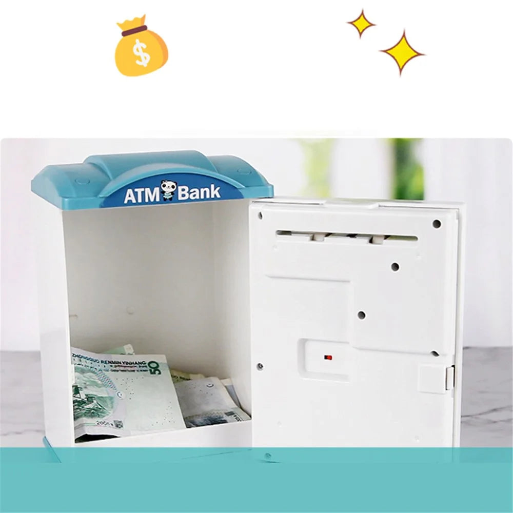 SJL6709 Cartoon Electronic Piggy Bank Coin Money Saving Box Fingerprint Digital Password Music Light ATM Bank Children Toy Gift - Green - 5
