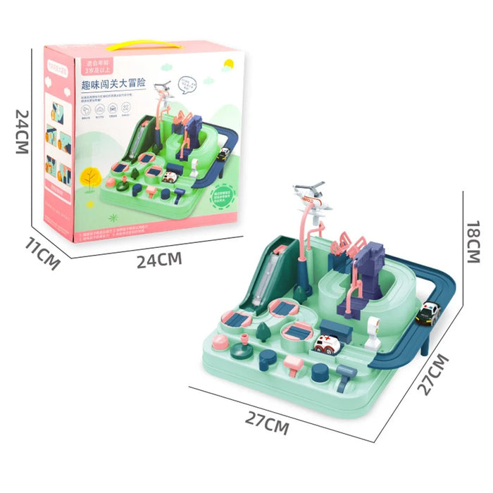 6719 Race Tracks Car Adventure Toys City Rescue Preschool Educational Toy Vehicle Track Playsets - Pink/Green - 2