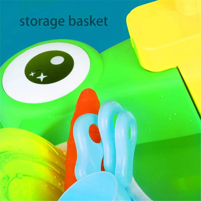 890 Kitchen Sink Toys Set for Kids Automatic Water Cycle System Electric Dishwasher Pretend Toy - Orange - 4