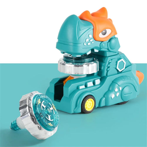 SJL5801 Multi-function Inertial Gyro Truck Toddler Toy Alloy Dinosaur Car Educational Toy with Lights for Kids - Cyan - 1