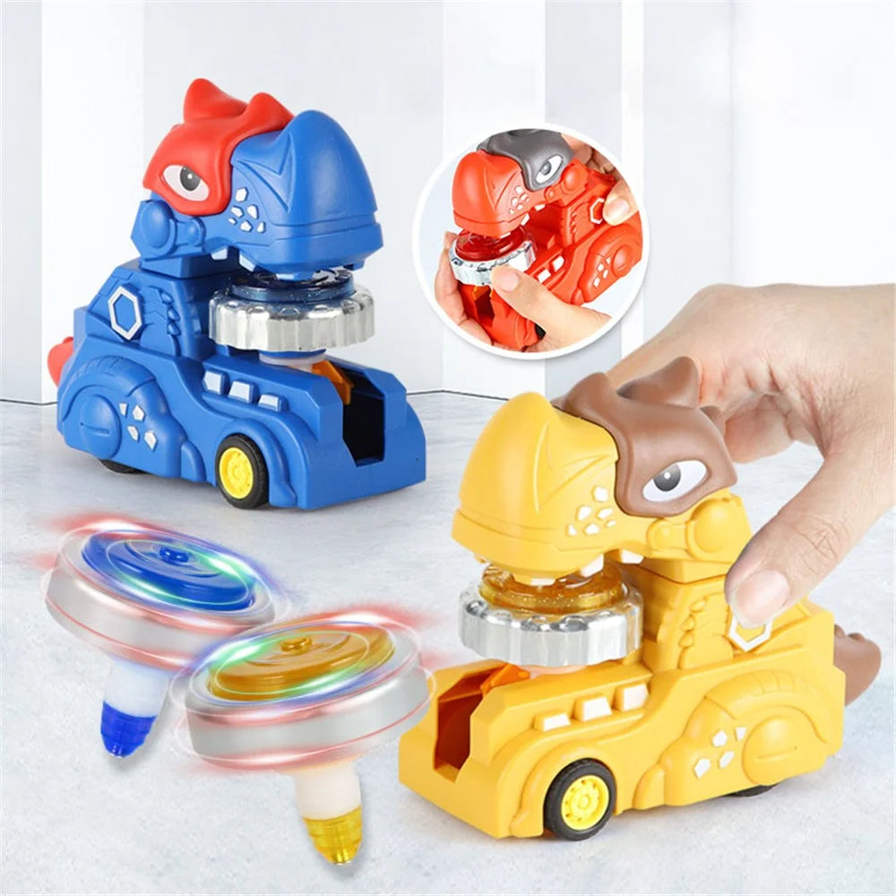 SJL5801 Multi-function Inertial Gyro Truck Toddler Toy Alloy Dinosaur Car Educational Toy with Lights for Kids - Cyan - 3