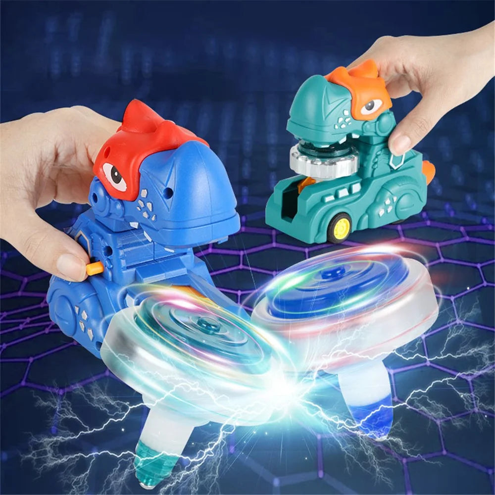SJL5801 Multi-function Inertial Gyro Truck Toddler Toy Alloy Dinosaur Car Educational Toy with Lights for Kids - Cyan - 5