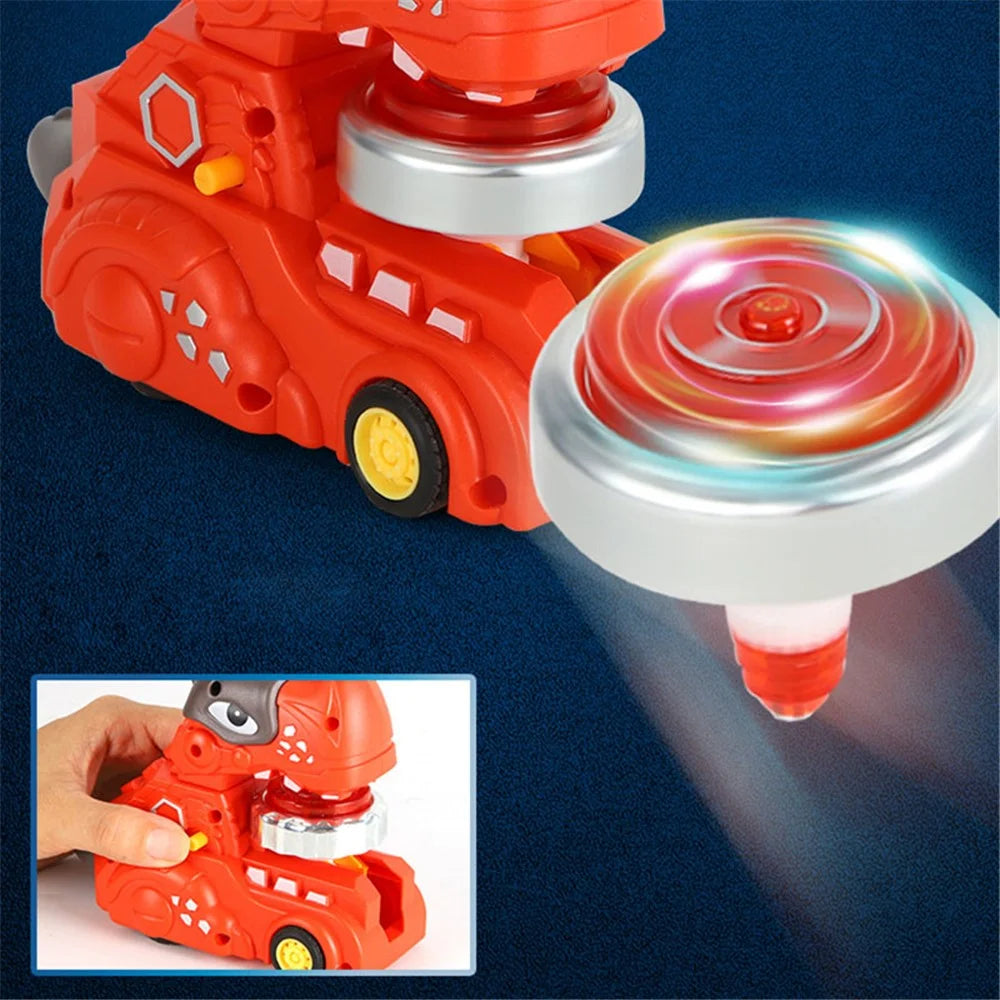 SJL5801 Multi-function Inertial Gyro Truck Toddler Toy Alloy Dinosaur Car Educational Toy with Lights for Kids - Cyan - 6