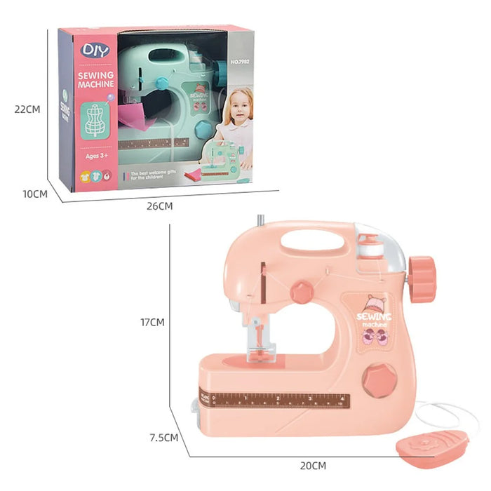 7982 Electric Children Sewing Machine Toy with Lights Small Appliance Pretend Play Sewing Toy for DIY Masks Educational Toys (Size: M) - Pink - 5
