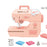 7981 Children Pretend Play Sewing Machine Toy Mini Appliance Electric Sewing Machine Toy with Folding Handle/Lights - Pink - 1