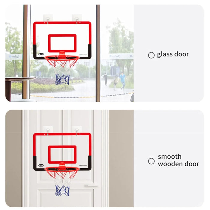 Punch-Free Plastic Basketball Hoop Set Basketball Hanger Mount Game for Kids Children Adults - Yellow - 4