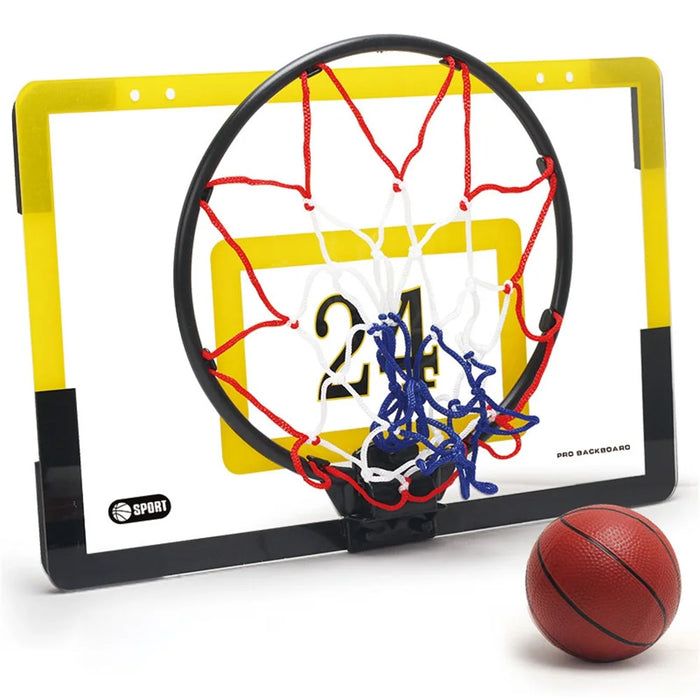 Punch-Free Plastic Basketball Hoop Set Basketball Hanger Mount Game for Kids Children Adults - Yellow - 6