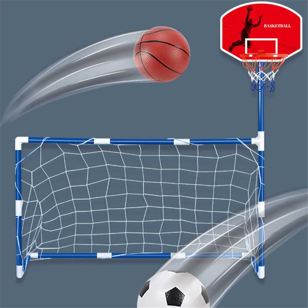 7701 2-in-1 Outdoor Sports Center Kids Toy Basketball Soccer Sports Station Indoor Arcade Game with Basketball Hoop Soccer Goal for Boys and Girls - 2