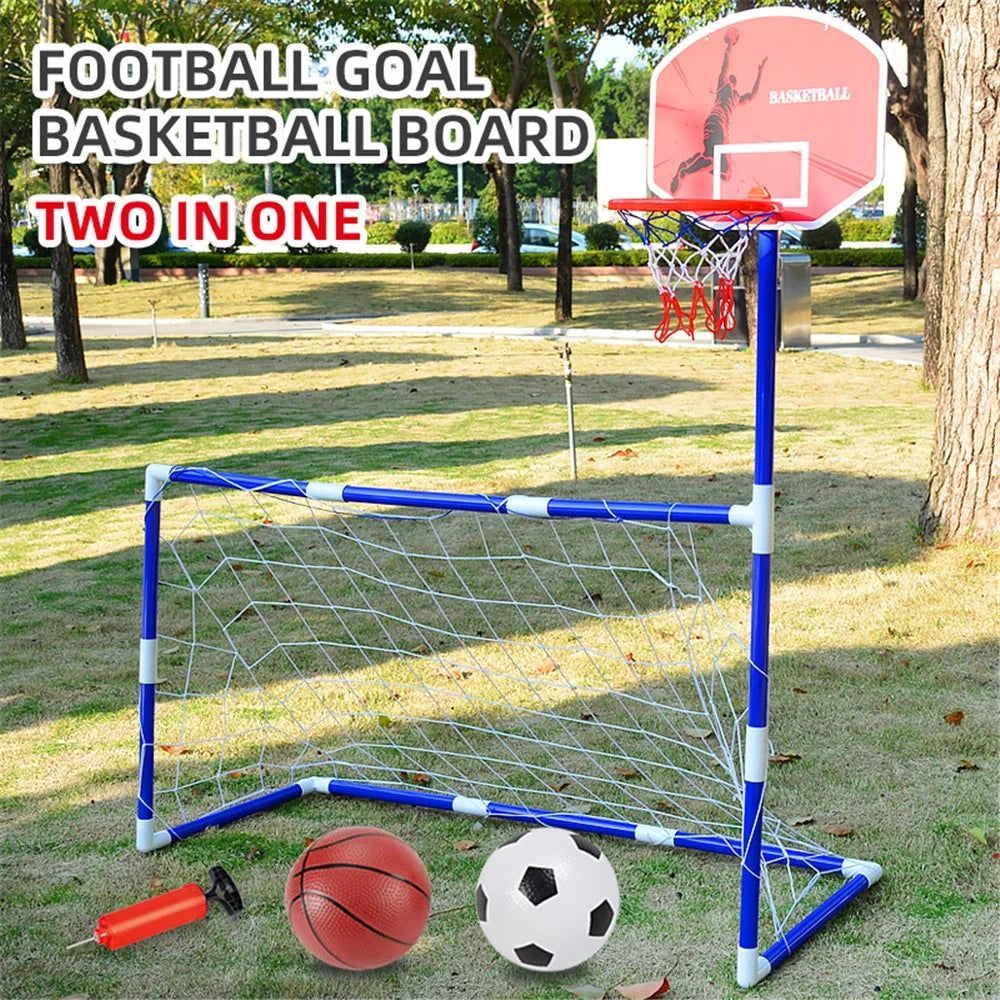7701 2-in-1 Outdoor Sports Center Kids Toy Basketball Soccer Sports Station Indoor Arcade Game with Basketball Hoop Soccer Goal for Boys and Girls - 5