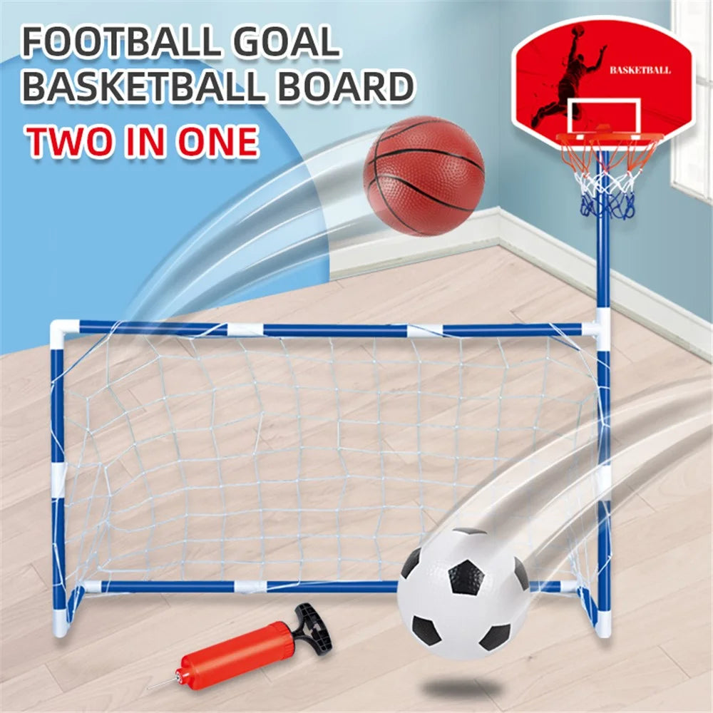 7701 2-in-1 Outdoor Sports Center Kids Toy Basketball Soccer Sports Station Indoor Arcade Game with Basketball Hoop Soccer Goal for Boys and Girls - 6