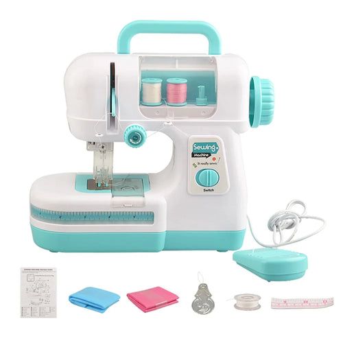 863 Mini Kid's Sewing Machine Educational Interesting Toy Portable Electric DIY Sewing Machine Small Multi-function Mending Machine for Children - Green - 1