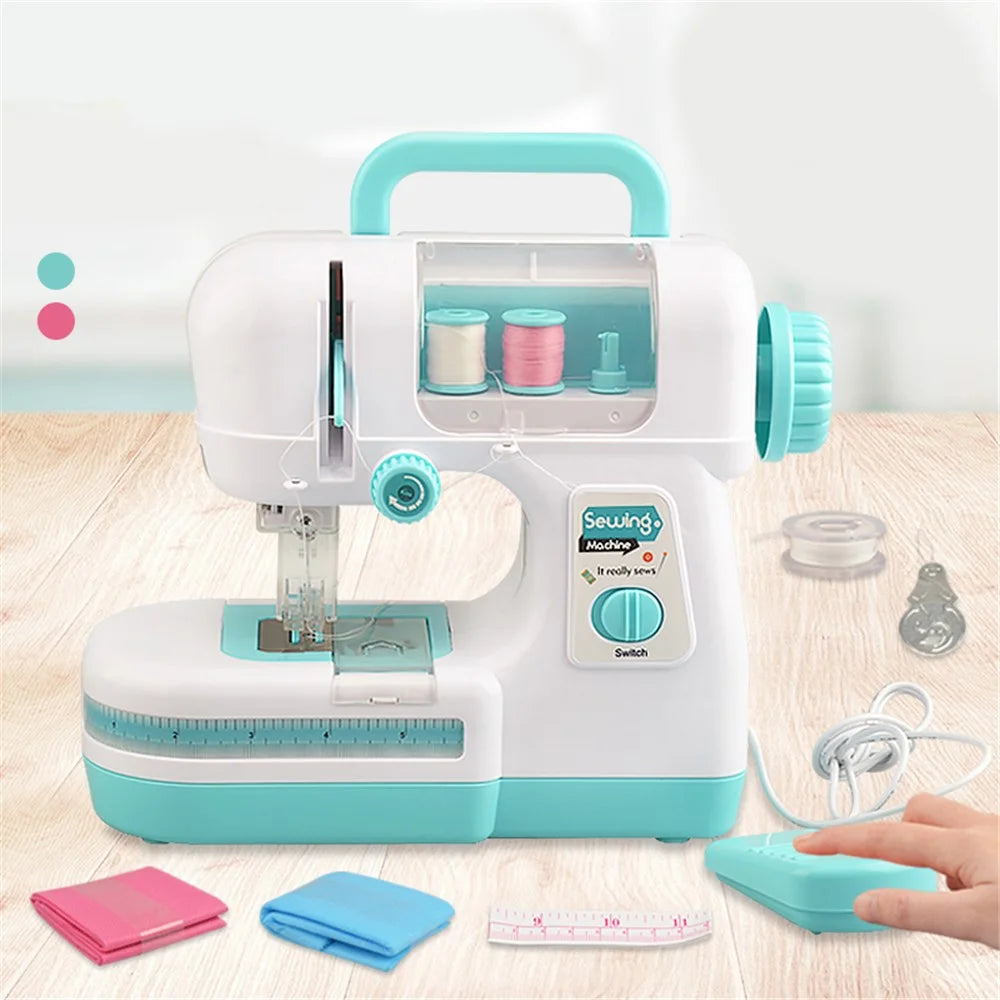 863 Mini Kid's Sewing Machine Educational Interesting Toy Portable Electric DIY Sewing Machine Small Multi-function Mending Machine for Children - Green - 3
