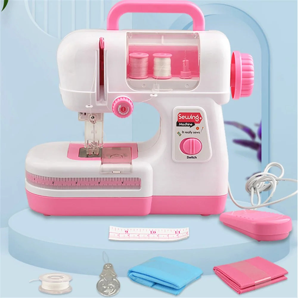 863 Mini Kid's Sewing Machine Educational Interesting Toy Portable Electric DIY Sewing Machine Small Multi-function Mending Machine for Children - Green - 4
