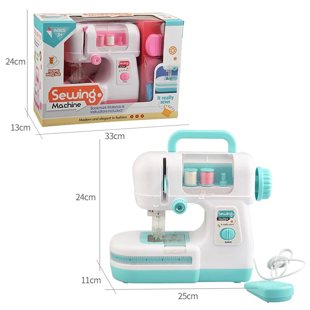 863 Mini Kid's Sewing Machine Educational Interesting Toy Portable Electric DIY Sewing Machine Small Multi-function Mending Machine for Children - Green - 6