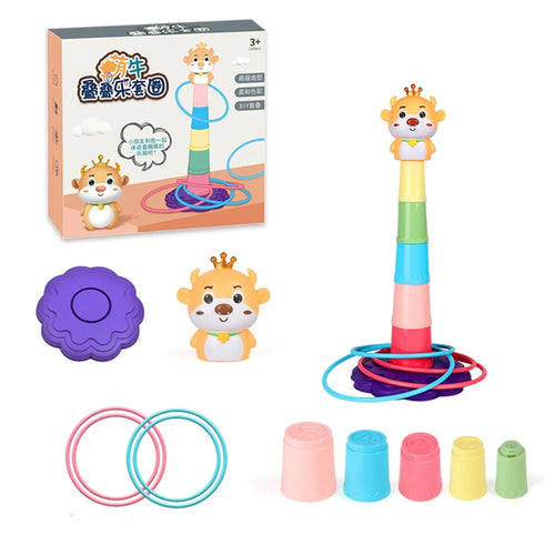 3613/3614 Ring Toss Game Toys for Children Adults Outdoor Indoor Games Combo Set Decompression Educational Tabletop Toys - Sika Deer - 1