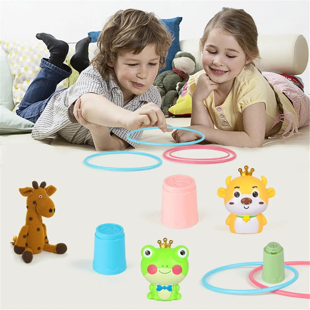 3613/3614 Ring Toss Game Toys for Children Adults Outdoor Indoor Games Combo Set Decompression Educational Tabletop Toys - Sika Deer - 7