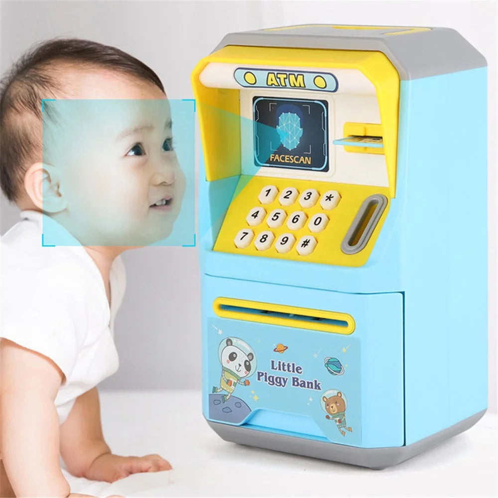6913 Children Cartoon Piggy Bank ATM Password Box with Music Sound Auto Roll Money Treasure Box Educational Toys - Pink - 5