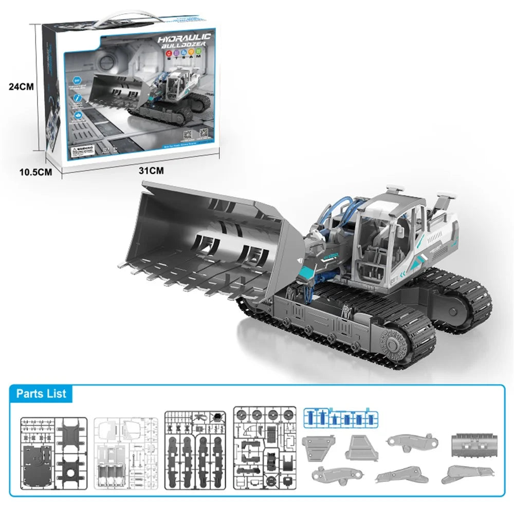 GC0106 127Pcs/Set DIY Construction Vehicle Toys Assembly Hydraulic Power Puzzle Vehicle Bulldozer STEM Model Kit for Children - 1