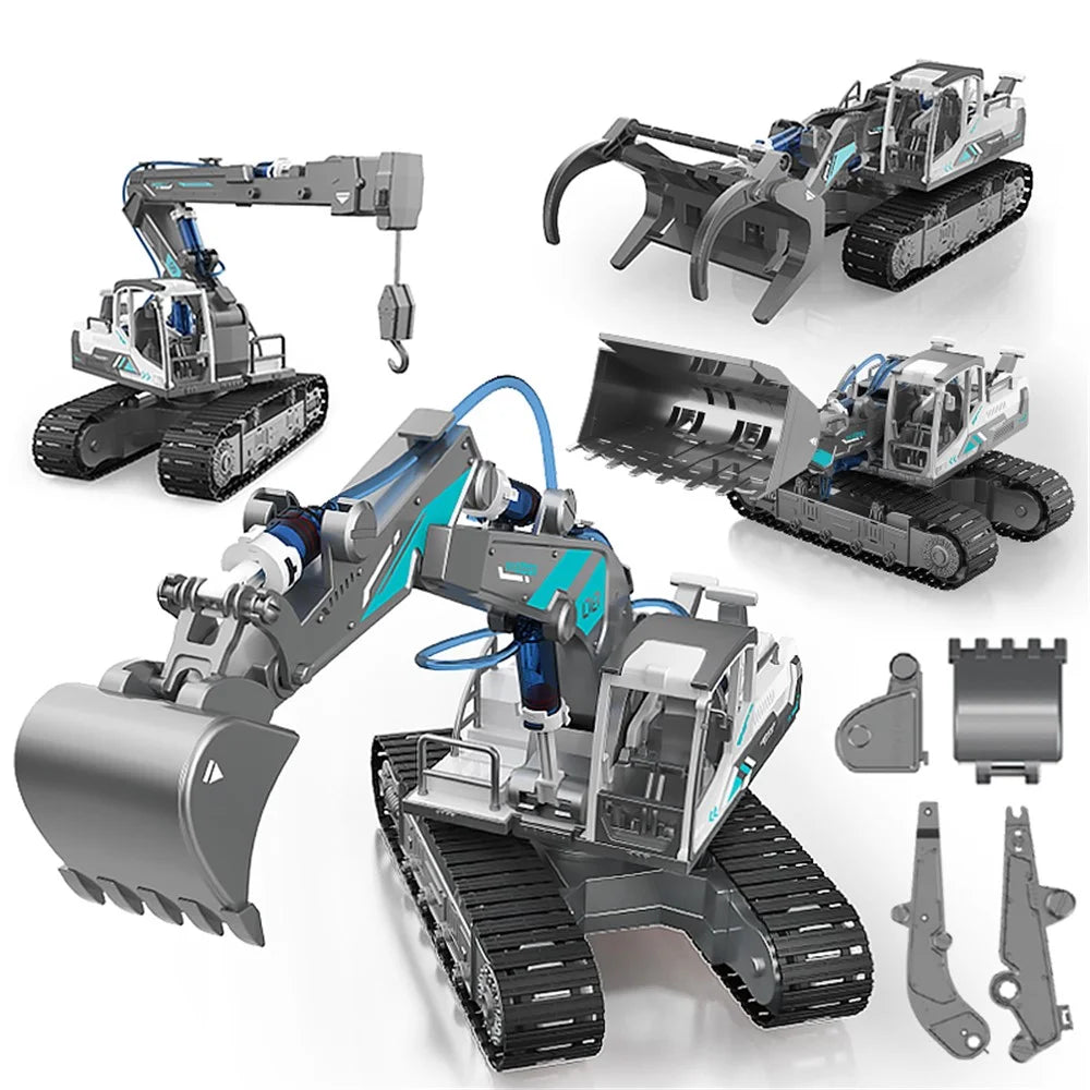 GC0106 127Pcs/Set DIY Construction Vehicle Toys Assembly Hydraulic Power Puzzle Vehicle Bulldozer STEM Model Kit for Children - 3