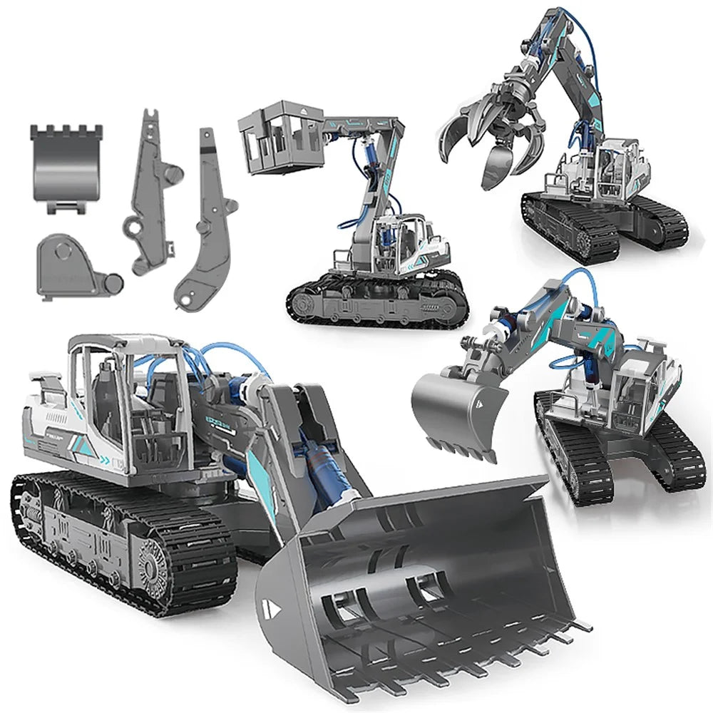 GC0106 127Pcs/Set DIY Construction Vehicle Toys Assembly Hydraulic Power Puzzle Vehicle Bulldozer STEM Model Kit for Children - 4
