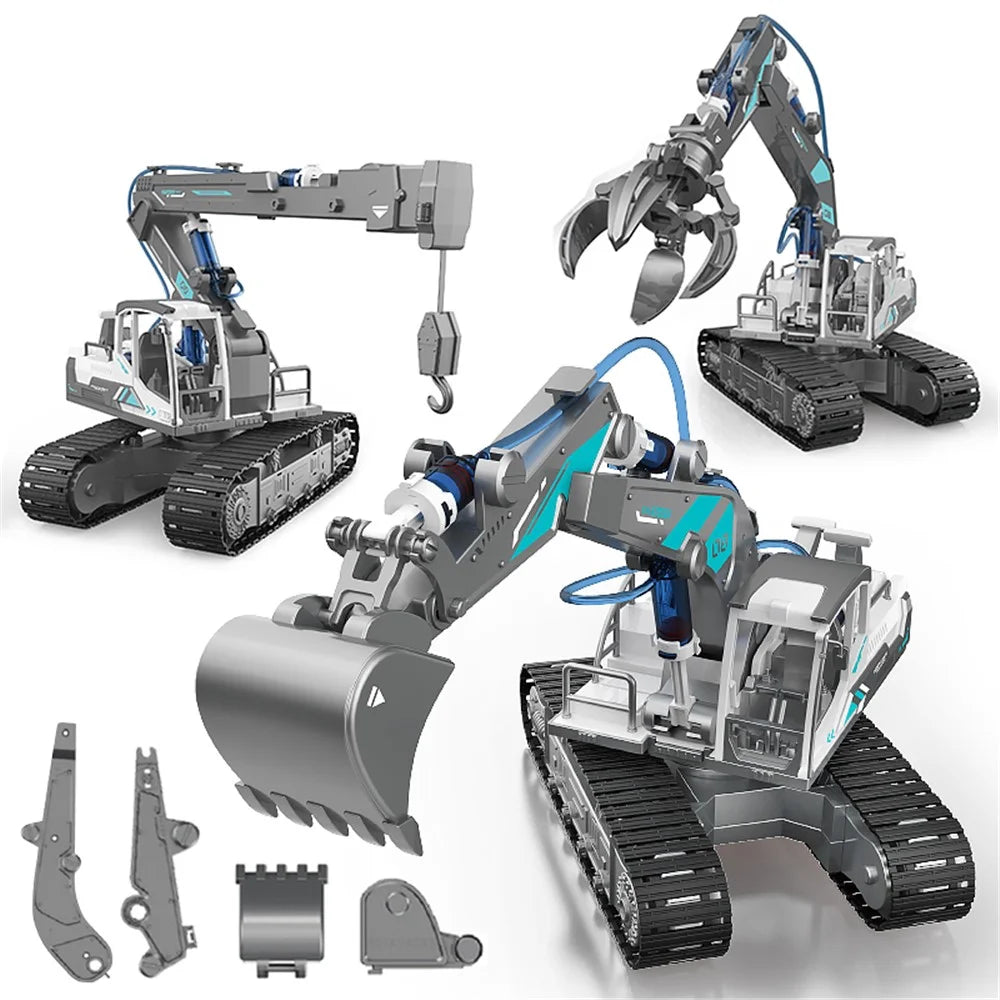 GC0106 127Pcs/Set DIY Construction Vehicle Toys Assembly Hydraulic Power Puzzle Vehicle Bulldozer STEM Model Kit for Children - 5