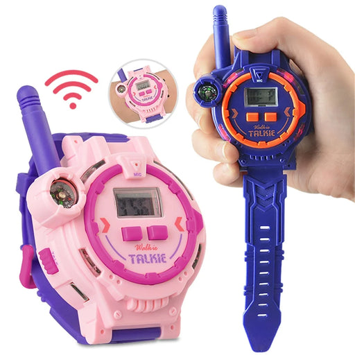 060 2PCS Kid's Walkie Talkie Mini Watch 200m Long Wireless Range Hands-free Talking Flashlight Compass Function Toys Children Birthday Gift (Rechargeable Design) - 2