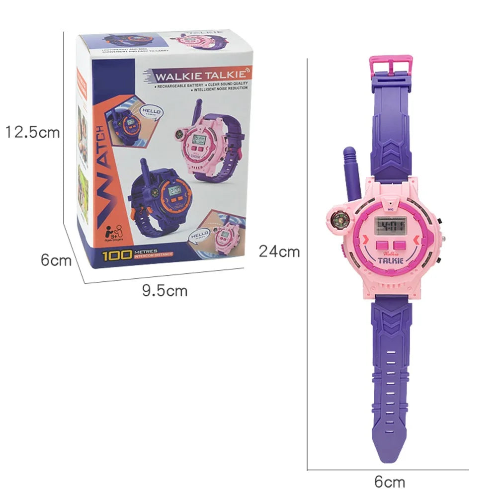 060 2PCS Kid's Walkie Talkie Mini Watch 200m Long Wireless Range Hands-free Talking Flashlight Compass Function Toys Children Birthday Gift (Rechargeable Design) - 6