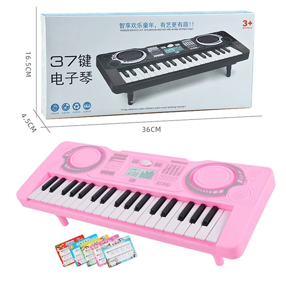 0815 37 Keys Electronic Piano Keyboard Battery Powered Musical Instrument Kids Gift - Pink - 2