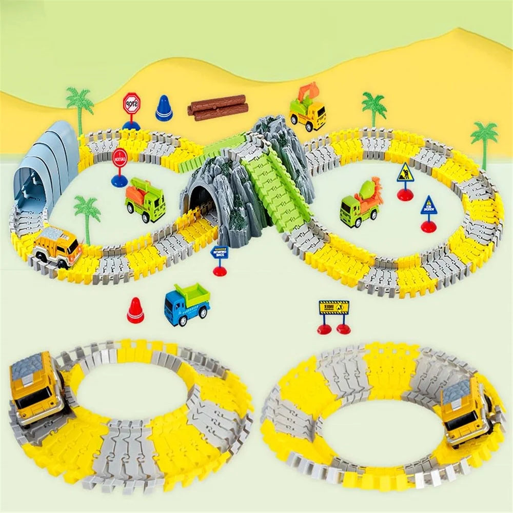 YLF748 144Pcs Construction Toys Race Tracks Toy Engineering Road Games Toddler Toys for Kids Ages 3 and Up - 2