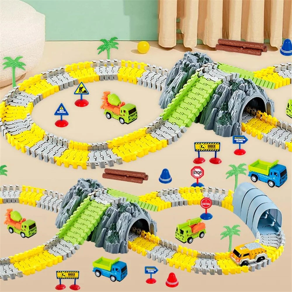 YLF748 144Pcs Construction Toys Race Tracks Toy Engineering Road Games Toddler Toys for Kids Ages 3 and Up - 3