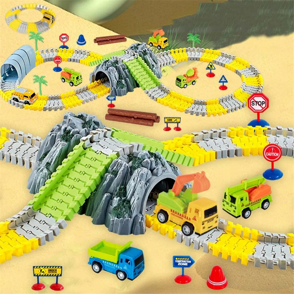 YLF748 144Pcs Construction Toys Race Tracks Toy Engineering Road Games Toddler Toys for Kids Ages 3 and Up - 4