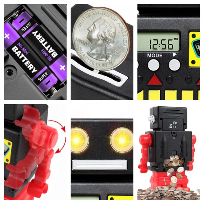 Cartoon Automatic Coin Counting Piggy Bank Robot for Kids Interactive Money Box (USD Version) - 7
