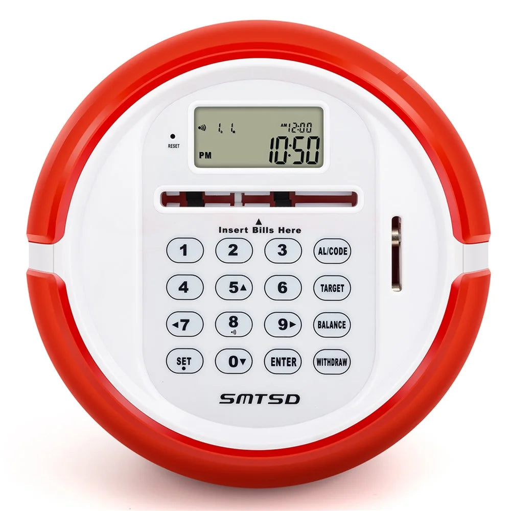 Smart Coin Bill Recognizing Piggy Bank for Kids Automatic Counting Money Box (USD Version) - Red - 2