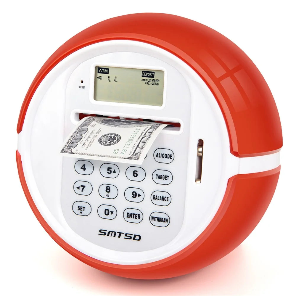 Smart Coin Bill Recognizing Piggy Bank for Kids Automatic Counting Money Box (USD Version) - Red - 3