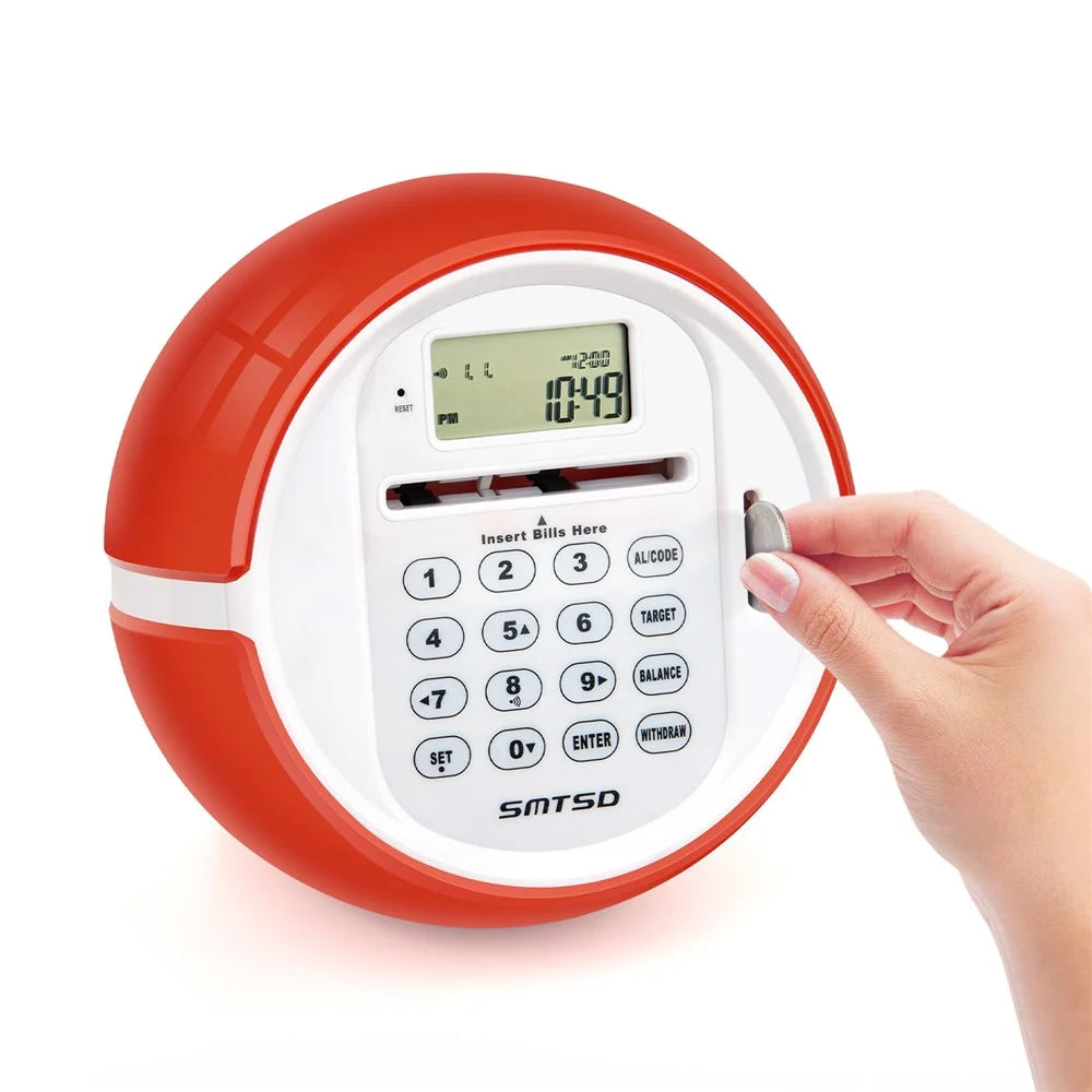 Smart Coin Bill Recognizing Piggy Bank for Kids Automatic Counting Money Box (USD Version) - Red - 4