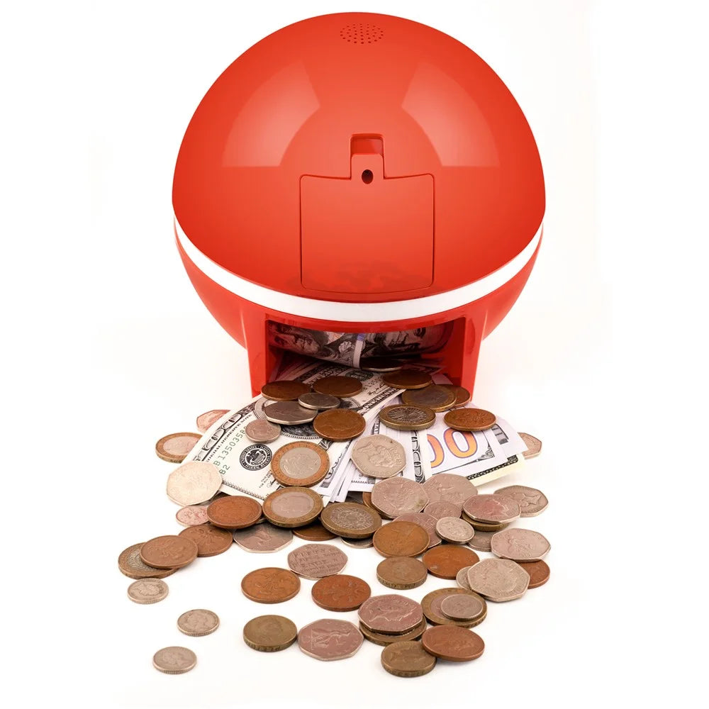 Smart Coin Bill Recognizing Piggy Bank for Kids Automatic Counting Money Box (USD Version) - Red - 7