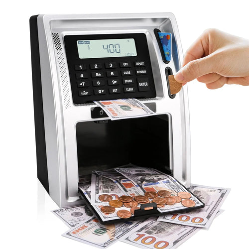 ATM-Style Smart Piggy Bank for Kids Auto Bill and Coin Recognizing Money Box Educational Toys (USD Version) - 1