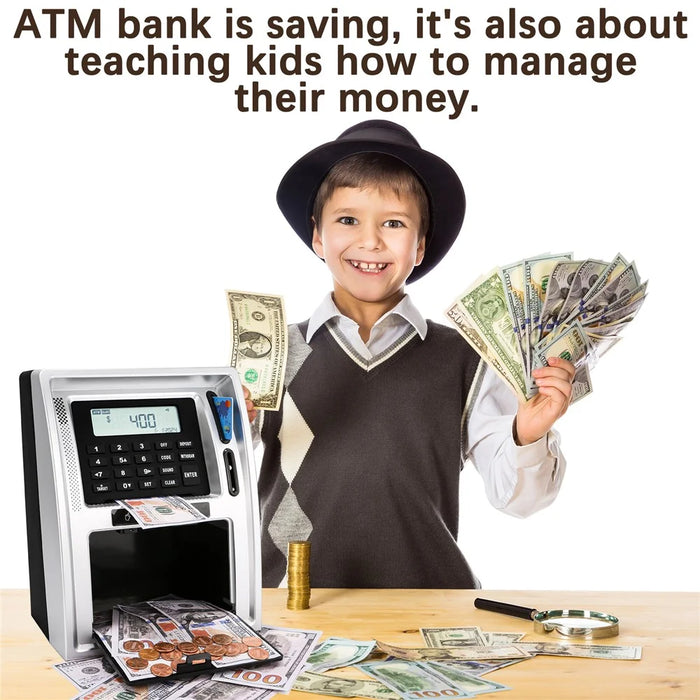 ATM-Style Smart Piggy Bank for Kids Auto Bill and Coin Recognizing Money Box Educational Toys (USD Version) - 6