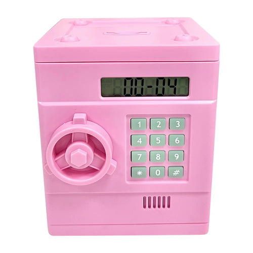 Simulation Retro Mini ABS Password Safe Creative Toy Smart Piggy Bank Automatic Coin Recognition And Counting (US Dollar Version) -  Pink - 1