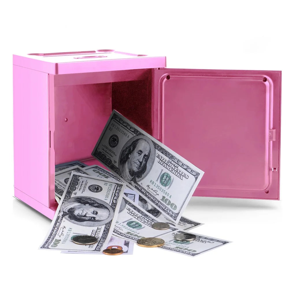Simulation Retro Mini ABS Password Safe Creative Toy Smart Piggy Bank Automatic Coin Recognition And Counting (US Dollar Version) -  Pink - 2