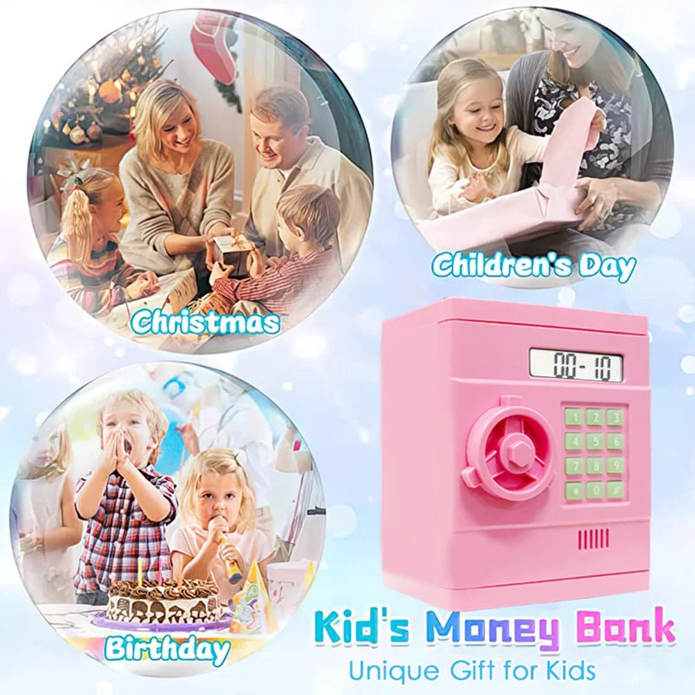 Simulation Retro Mini ABS Password Safe Creative Toy Smart Piggy Bank Automatic Coin Recognition And Counting (US Dollar Version) -  Pink - 5