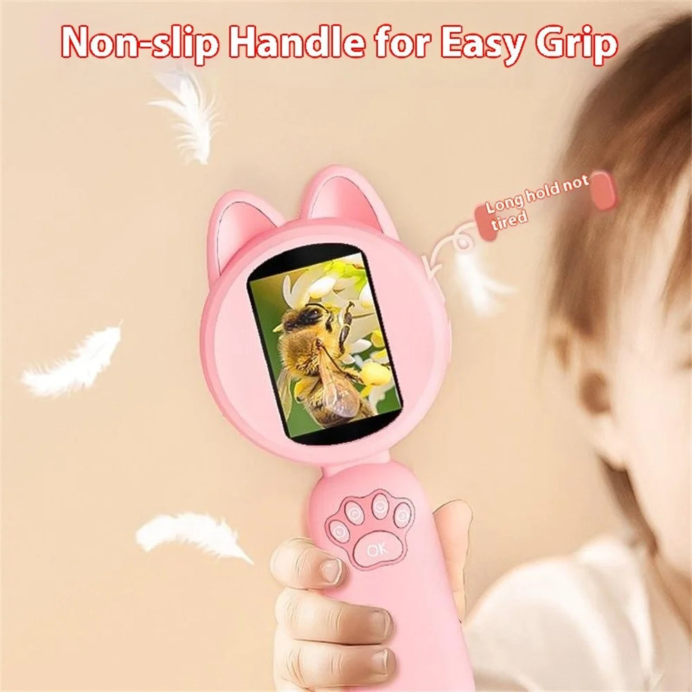 HM020B Kids Microscope 2.0 HD IPS Screen 100W Pixel 4X Zoom Handheld Digital Microscope - Pink - 4