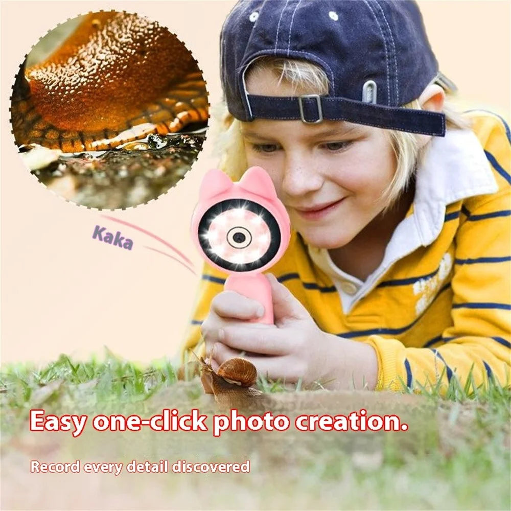 HM020B Kids Microscope 2.0 HD IPS Screen 100W Pixel 4X Zoom Handheld Digital Microscope - Pink - 5