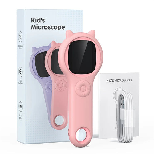 355 Digital Microscope 2 inch IPS HD Screen 500x Magnification Scientific Educational Toy - Pink - 1