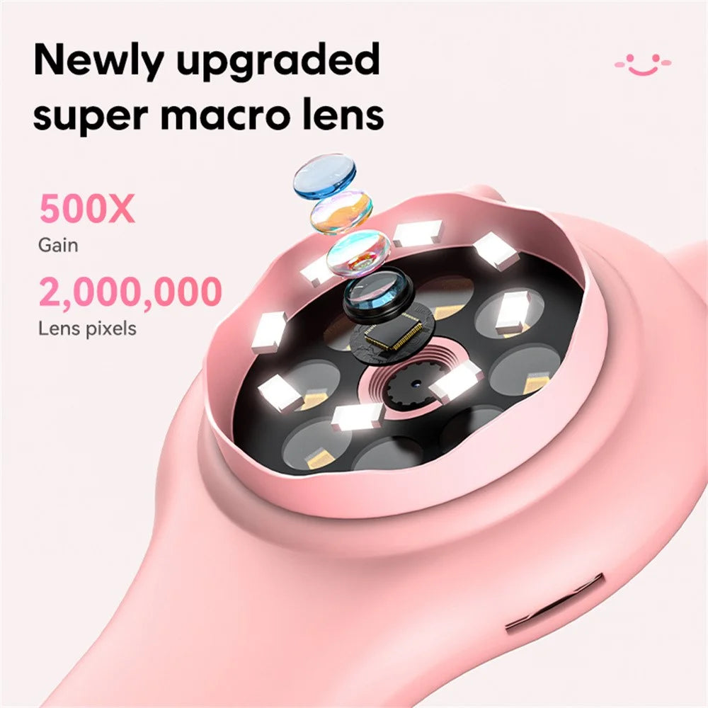 355 Digital Microscope 2 inch IPS HD Screen 500x Magnification Scientific Educational Toy - Pink - 5