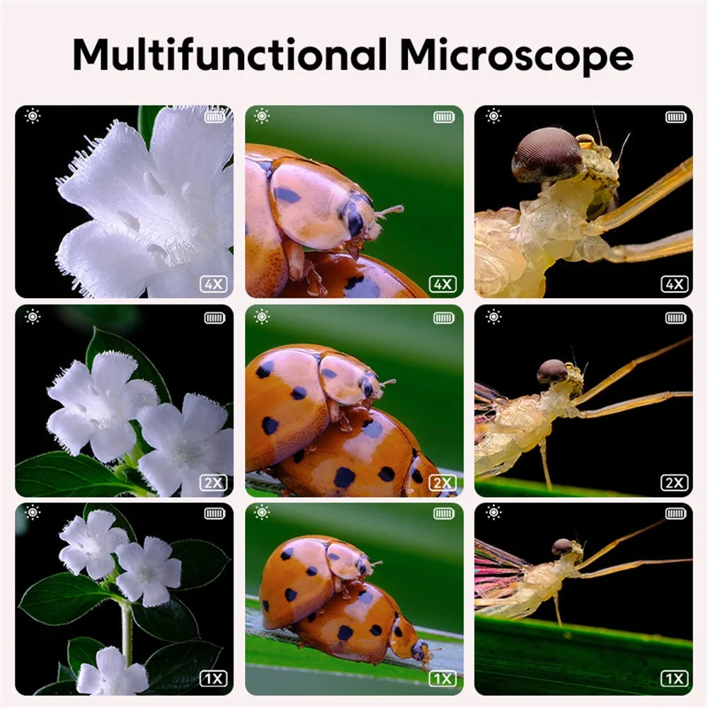 355 Digital Microscope 2 inch IPS HD Screen 500x Magnification Scientific Educational Toy - Pink - 6